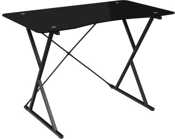 Стол компьютерный GD-05 [Black (черный)], металлокаркас  черный, столешница закаленное стекло